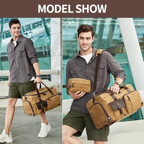 Travel Duffle Bag Weekender Bag with Shoe Compartment Overnight Bag for Men Travel Bag Carry On Lugguage Brown - Image 2