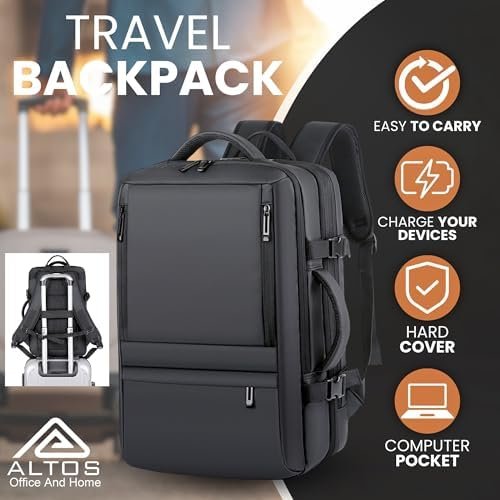 ALTOS OFFICE AND HOME. Expandable & Carry on Backpack, Extra Large 45L Airline Approved TSA, Synthetic Leather, Multiple Compartments, For Laptops up to 17", Water and scratch resistant, Comfortable - Image 4