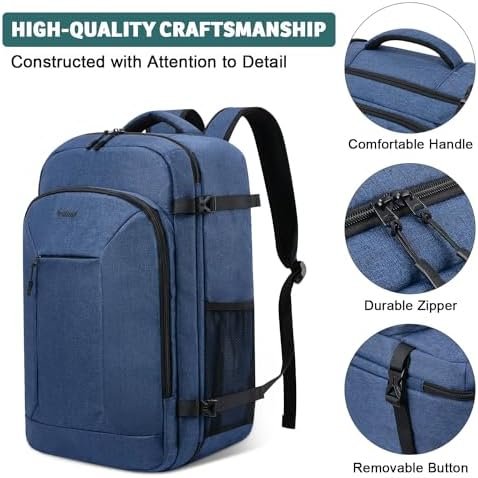 Travel Backpack for Women/Men,Waterproof Carry On Backpack with Laptop Compartment,Travel Essentials Backpack for Traveling,Business Hiking,Casual,Gym(Blue) - Image 4