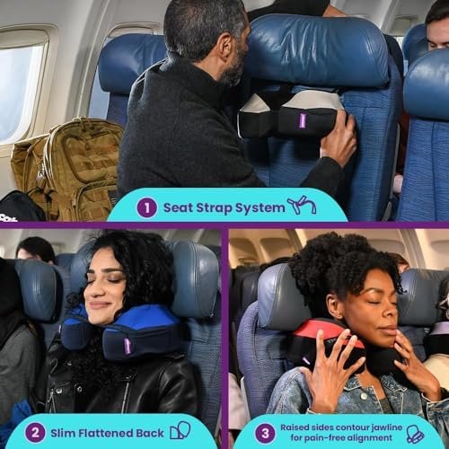 Cabeau The Neck's Evolution, TNE S3 Travel Neck Pillow Memory Foam Airplane Pillow - Neck Pillow with Attachment Straps - 360-Degree Support for Travel, Home, Office, and Gaming (Paris Lavender) - Image 4