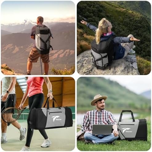 Tolaccea Large Mens Travel Bag, 54L-72L Expandable Duffel Bag for Travel, Carry On Weekend Bag Workout Overnight Backpack with Shoe Laptop Compartment, Gym Bag for Men Women, Sports Duffel Bag - Image 7