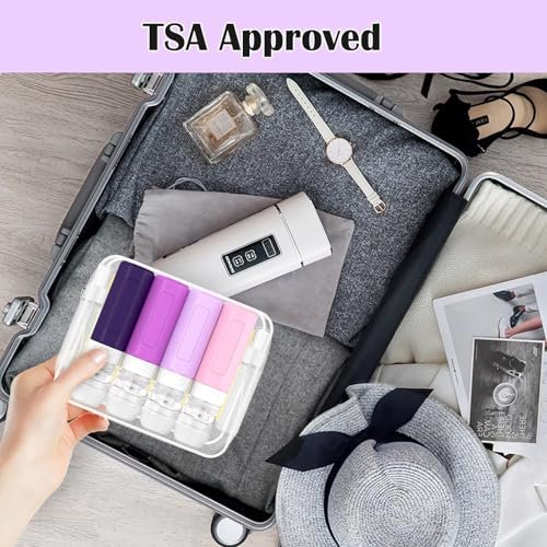 Redfly 17PCS Travel Bottles for Toiletries, TSA Approved Travel Size Containers, Leak Proof Travel Containers for Toiletries, Silicone Travel Kit for Shampoo, Conditioner, Lotion & Creams Purple - Image 5