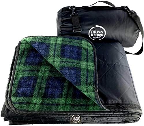 DOWN UNDER OUTDOORS Large Waterproof Windproof Extra Thick 350 GSM Quilted Fleece Stadium Blanket, Camping Picnic Outdoor & Beach, Machine Washable 82 x 55