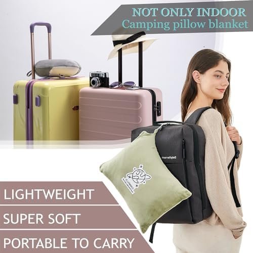 Commollis Travel Blanket Airplane Compact - 2 in 1 Airplane Travel Accessory, from Airplane Blanket to Travel Pillow, with Luggage Strap, Soft Handles and Security Pockets - Image 6
