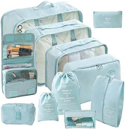11 Set Packing Cubes Travel Organizer Bags Packing Organizers for Travel Accessories Luggage Packing Cube (Blue)