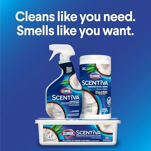 Clorox Scentiva Wipes, Bleach Free Cleaning Wipes, Household Essentials, Pacific Breeze & Coconut, 75 Count (Pack of 3) - Image 12