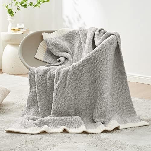 Snuggle Sac Grey Throw Blanket for Couch, Reversible Super Soft Blankets Warm Cozy Knit Blanket Fuzzy Plush Lightweight Throws Blankets for Sofa, Bed, Picnic, Heather Grey, 50 x 60 inches - Image 3