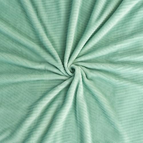 Throw Blanket 50x60 Inches, 3D Jacquard Premium Lightweight Silky Fleece with Fluffy Fuzzy Sherpa for Bed, Sofa,Travel and Camping, 50"x60", Sage Green - Wave - Image 4