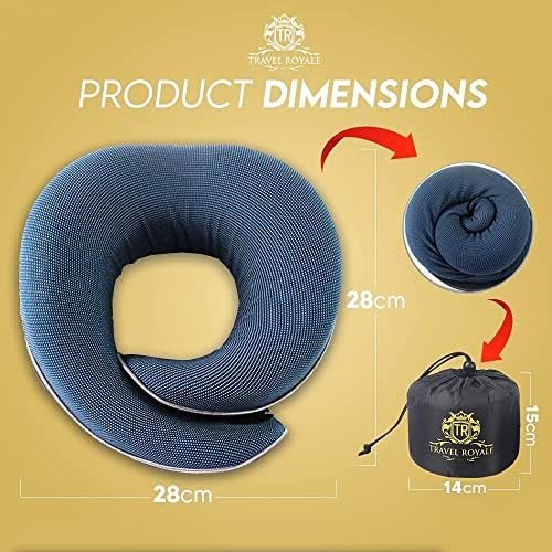 Neck Pillow Head, Chin, Neck 360° Support Pillow Adjustable 100% Pure Memory Foam Pillow for Airplanes, Car & Home, Ergonomic Design Full Neck Surround Bundle Eyecover & Earplugs (Navy) - Image 8