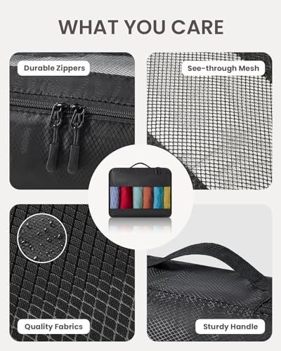 Packing Cubes for Travel - 8 Set of Packing Cubes for Suitcases - Packing Cubes for Carry on Suitcase Organizer Bags Set for Travel Accessories, Travel Bags Organizer for Luggage (Black) - Image 3