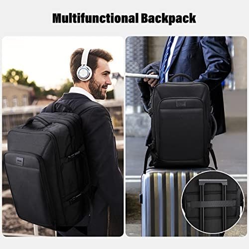 HOMIEE Carry On Luggage 22x14x9 Airline Approved 50L Travel Backpack, Extra Large Expandable Laptop Backpack, Black - Image 2