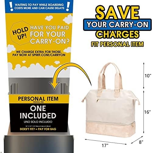 MINKARS Weekender Bag with Shoe Compartment Travel Tote Overnight Bag, Personal Item Bag for Airlines 17 Inch, Beige - Image 7