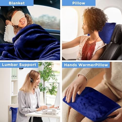 ATsense Travel Blanket Pillow, Premium 2 in 1 Soft Airplane Blanket Compact with Bag Pillowcase, Hand Luggage Sleeve and Backpack Clip - Travel Essentials for Long Trips, Flying and Car, Navy Blue - Image 5