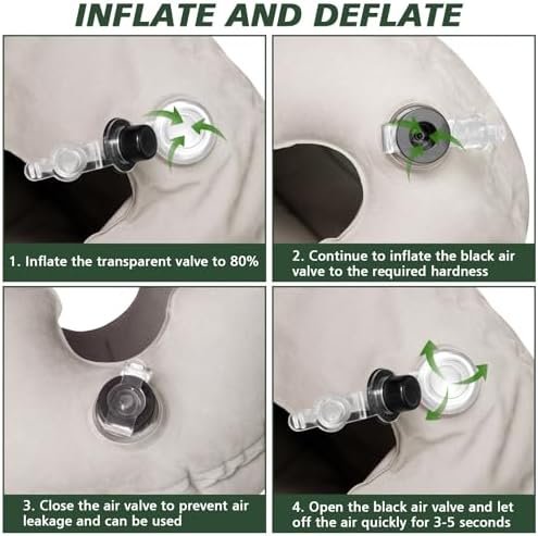 Inflatable Travel Pillow,Airplane Pillow Inflatable Travel Pillows for Airplanes Comfortable Support Shoulder and Neck (with Face Mask, Eye Mask,Earplugs, Portable Bag)for Plane Travel Office Home - Image 7