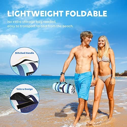 ZAZE Beach Blanket Picnic Blankets with Stakes, Thick 3-Layer 80*80 Oversized Waterproof Sandproof Compact Outdoor Mat, Big Extra Large Foldable Camping Park Vacation Travel Accessories(Blue Stripe) - Image 6