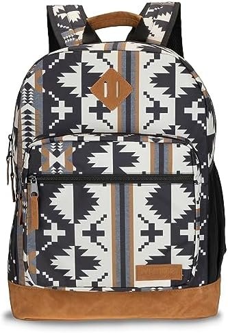 Wrangler Yellowstone Sturdy Backpack for Travel Classic Logo Water Resistant Casual Daypack for Travel with Padded Laptop Notebook Sleeve (Out West)