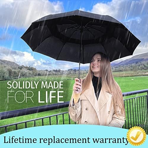 Premium Umbrellas for Rain Windproof Double Canopy,Travel Umbrella,Compact Automatic Umbrella,Oversized Umbrella Black Umbrella for Men and Women,Mens Umbrella Compact - Image 2