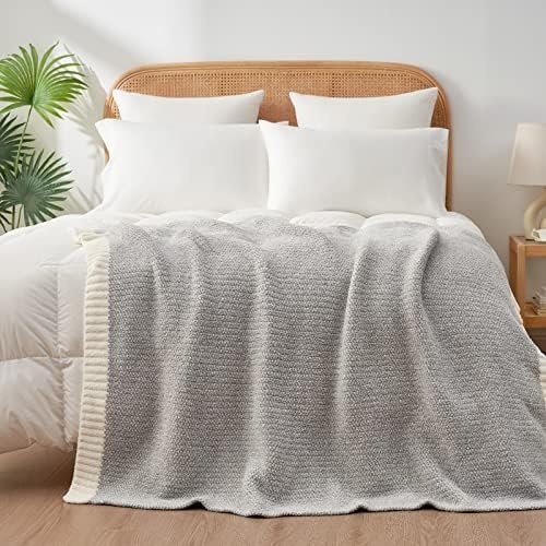 Snuggle Sac Grey Throw Blanket for Couch, Reversible Super Soft Blankets Warm Cozy Knit Blanket Fuzzy Plush Lightweight Throws Blankets for Sofa, Bed, Picnic, Heather Grey, 50 x 60 inches - Image 7