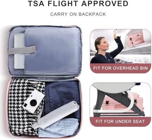 Travel Backpack for Women, 50L Carry On Backpack, Extra Large Expandable Travel Bag, 17 Inch TSA Flight Approved Luggage Travel Backpack Personal Item Size with USB, Teacher Traveling Backpack, Pink - Image 4