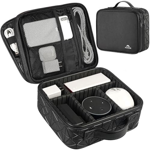 MATEIN Cord Organizer Bag, Large Electronics Organizer Travel Case Cable Storage for Electronic Accessories, Shockproof Portable Double Layer Tech Bags for Power Bank, Charging, Tablet(Up to 12.1inch) - Image 7