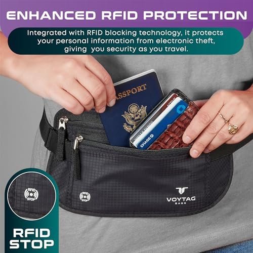 Travel Money Belt & Passport Holder - RFID Blocking Slim Travel Wallet & Fanny Pack for Men and Women - Essential Travel Pouch for Cash, Credit Cards, and Documents - Image 7