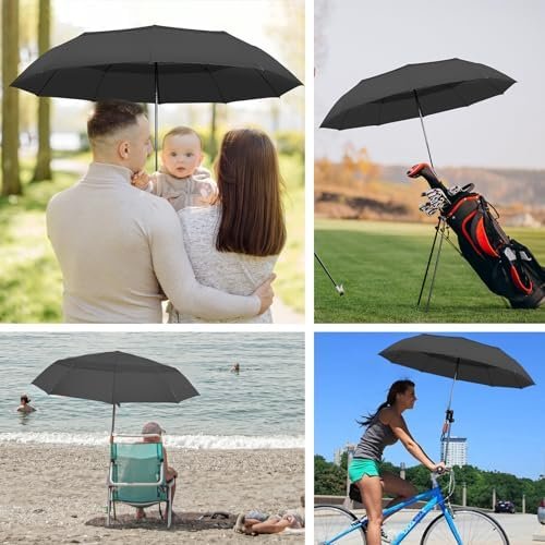 Satol 55 Inch Automatic Open Golf Umbrella, Oversize Windproof Waterproof Large Double Canopy Vented 10 Ribs Folding Travel Umbrella, UPF 50+ UV Protection Sun Compact Umbrellas for Women Men - Image 8