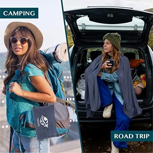 PAVILIA Soft Compact Travel Blanket and Pillow, Foldable Airplane Blanket in Bag, Lightweight Portable Flight Blanket Set with Luggage Strap, Camping Plane Car Home Office Gift Accessories, Navy Blue - Image 4