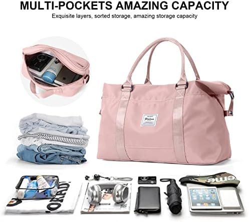 Travel Duffel Bags for Women,Weekender Overnight Bag with Wet Pocket & Toiletry Bag,Carry On Personal Item Bag,Travel Tote Gym Bag, Pink, Large - Image 2