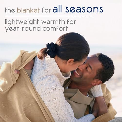Vellux Twin Size Blanket - All Season Luxury Warm Lightweight Durable Pill-Resistant Bed Blankets - Perfect for Bed Couch Sofa - Beige Bed Blankets Twin Size - Hotel Quality (66 x 90 Inch, Beige) - Image 3