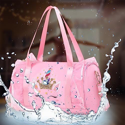 Dorlubel Cute Ballet Dance Bag Gym Travel Duffle Bag for Girls Tutu Dress Bag with Key Chain for Girls (Pink4 of Long Mesh) - Image 5