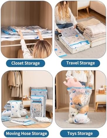 Vacuum Storage Bags with Electric Air Pump, 20 Pack (4 Jumbo, 4 Large, 4 Medium, 4 Small, 4 Roll Up Bags) Space Saving Bag for Clothes, Mattress, Blanket, Duvets, Pillows, Comforters,Travel - Image 7