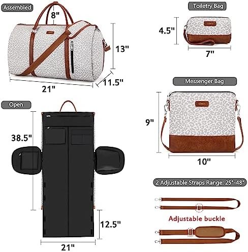 Convertible Garment Duffel Bag for Travel - Carry On Garment Bags With Toiletry Bag Large Weekender Bag for Men Women 2 in 1 Hanging Suitcase Suit Travel Duffel Overnight Bags 4pcs Set - Image 5