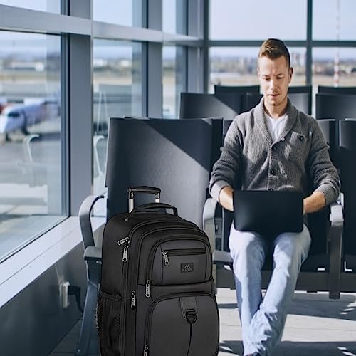 MATEIN Rolling Backpack with 4 Wheels, 17 inch Roller Travel Laptop Backpack for Women Men, Large Wheeled Backpacks Water Resistant Business Carry on Luggage, Airline Approved Suitcase Bag, Black - Image 9