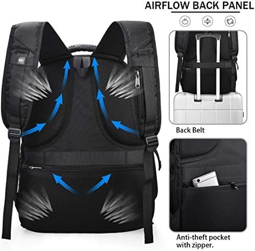 NUBILY Laptop Backpack 17 Inch Waterproof Extra Large TSA Travel Backpack Anti Theft College Business Mens Backpacks with USB Charging Port 17.3 Gaming Computer Backpack for Women Men Black 45L - Image 5