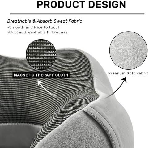 Travel Pillow for Airplane-2 Pack Memory Foam Neck Pillows, Soft & Support Travel Essentials for Travelling, Sleeping Rest, Car, Train and Home Use(Grey&Blue) - Image 3