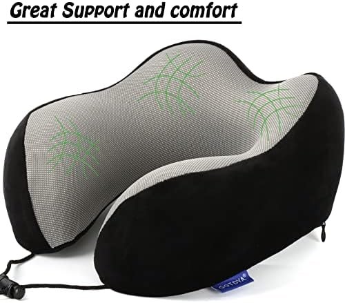 GOTDYA Travel Pillow,Travel Neck Pillows for Sleeping,100% Pure Memory Foam Soft Comfort & Support Pillow for Airplane/Car/Office&Home Rest Use-Black - Image 5