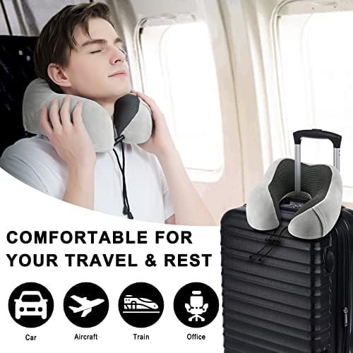 Travel Pillow for Airplane-2 Pack Memory Foam Neck Pillows, Soft & Support Travel Essentials for Travelling, Sleeping Rest, Car, Train and Home Use(Grey&Blue) - Image 6
