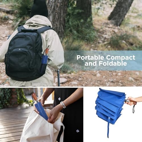 Satol 55 Inch Automatic Open Golf Umbrella, Oversize Windproof Waterproof Large Double Canopy Vented 10 Ribs Folding Travel Umbrella, UPF 50+ UV Protection Sun Compact Umbrellas for Women Men - Image 6