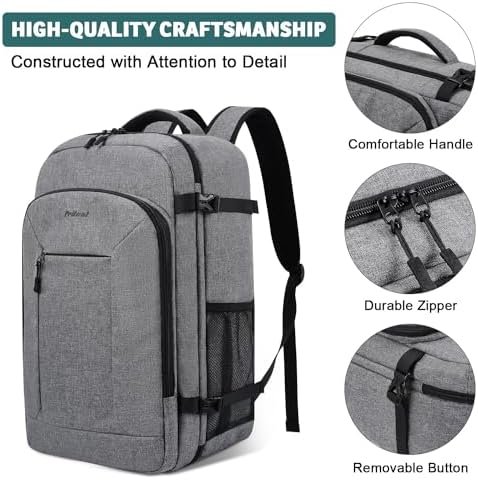 Travel Backpack for Women/Men,Waterproof Carry On Backpack with Laptop Compartment,Travel Essentials Backpack for Traveling,Business Hiking,Casual,Gym(Grey) - Image 4