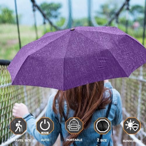 MRTLLOA 42/49 Inch Compact Windproof Travel Umbrella for Rain, Lightweight, Portable, Automatic, Strong, Waterproof Folding Umbrellas for Women, Men and Teenagers - Image 5
