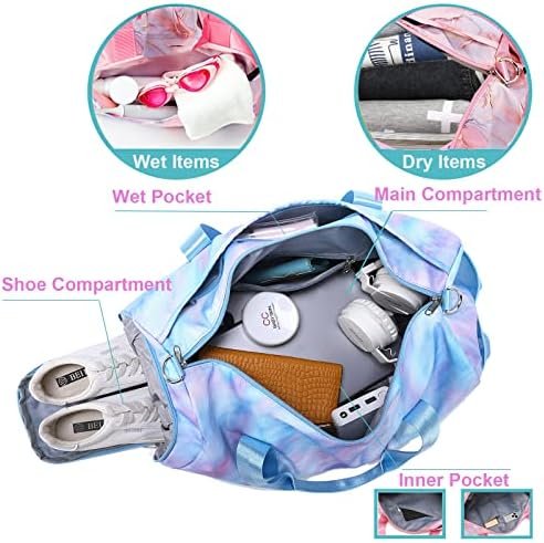 Dance Bag Girls Duffle Bag Teen Sports Gym Bag Travel Bag for Weekender Sleepover Overnight Bag with Shoe Compartment and Wet Pocket - Image 3