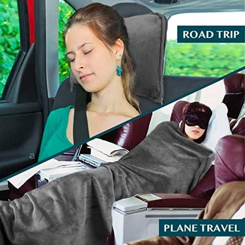 PAVILIA Travel Blanket Pillow, Soft Airplane Blanket 2-in-1 Combo Set, Plane Blanket Compact Packable, Flight Essentials Car Pillow, Travelers Gifts Accessories, Luggage Backpack Strap, 60x43 Gray - Image 5