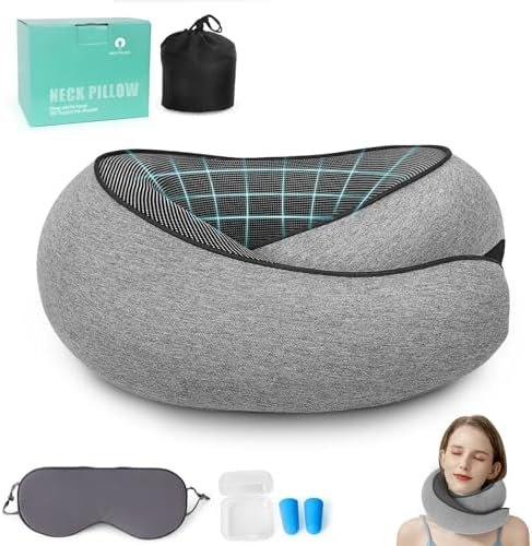 2024 New Travel Pillow, Neck Pillow Airplane, Neck Pillow, Memory Foam Travel Pillow, Travel Neck Pillow, Airplane Travel Essentials, Grey