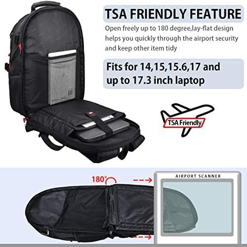 NUBILY Laptop Backpack 17 Inch Waterproof Extra Large TSA Travel Backpack Anti Theft College Business Mens Backpacks with USB Charging Port 17.3 Gaming Computer Backpack for Women Men Black 45L - Image 4