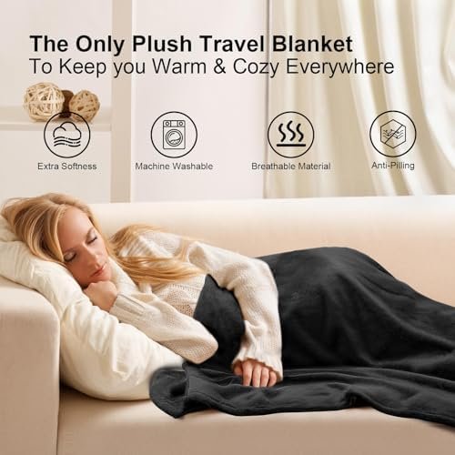 DAWNTREES 70"x40" Travel Blanket and Pillow Set,Large Extra Long Travel Blanket Airplane,Soft,Airplane Essential,Car, Long-Distance Travel, and Outdoor Camping - Image 7