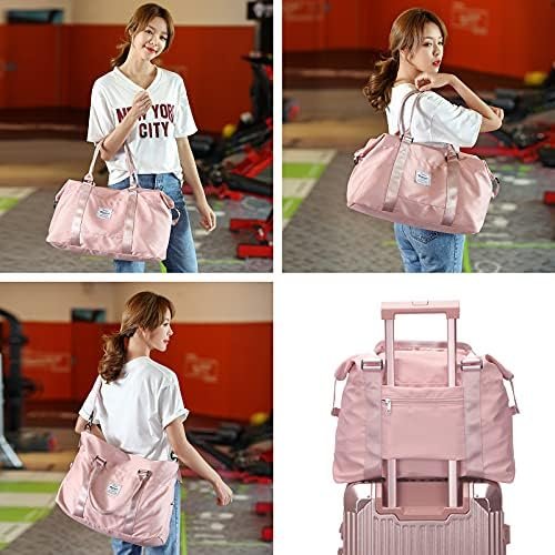 Travel Duffel Bags for Women,Weekender Overnight Bag with Wet Pocket & Toiletry Bag,Carry On Personal Item Bag,Travel Tote Gym Bag, Pink, Large - Image 6