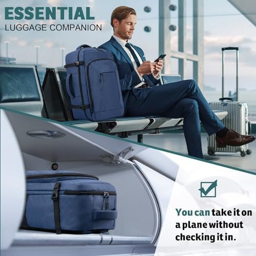 Travel Backpack for Women/Men,Waterproof Carry On Backpack with Laptop Compartment,Travel Essentials Backpack for Traveling,Business Hiking,Casual,Gym(Blue) - Image 7
