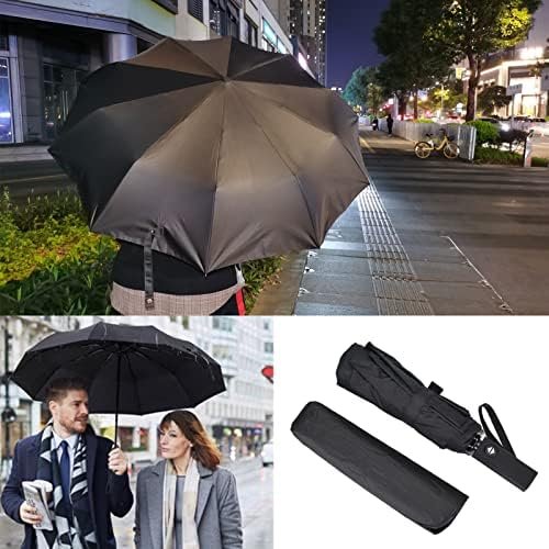Windproof Travel Umbrella, Rain Sun and UV Resistant Auto Open Close Compact Portable Folding Umbrella for Car, Backpack, Men and Women, Black - Image 8