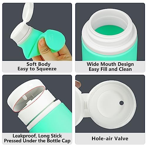 Travel Bottles for Toiletries, 4 Pack TSA Approved Travel Size Bottles Leakproof Silicone Portable Refillable Travel Containers for Shampoo Conditioner Body Lotion Soap Liquids (3oz 89ml) - Image 2