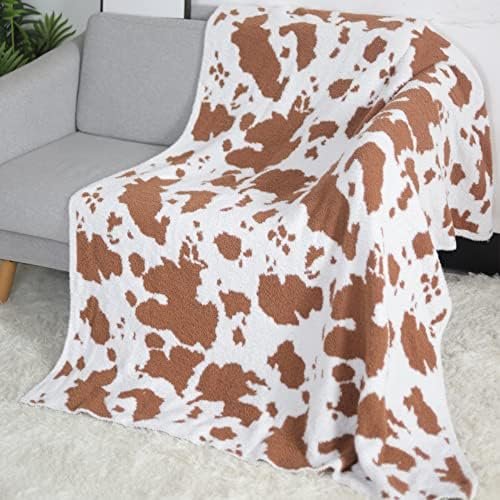 Viviland Throw Blanket - Fuzzy Checkerboard Grid Throw Blanket, Knitted Soft Cozy Warm Microfiber Blanket Decor for Couch Sofa Bed Travel Home (Brown & White Cow, 50''x 60'') - Image 6